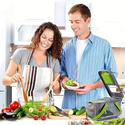 22-in-1 Manual Food Chopper – 14 Blades, Versatile Slicing