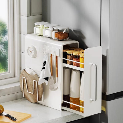 Dustproof Arc Shaped Multi Layer Floor Standing Spice Rack Carbon Steel
