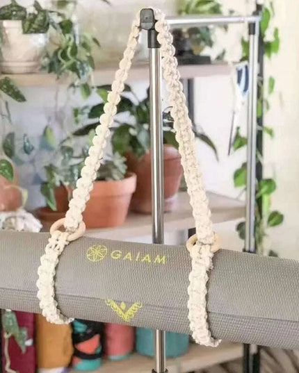 Hand-Woven Cotton Yoga Mat Carrier with Tassel Crossbody Strap - Fits All Mat Sizes