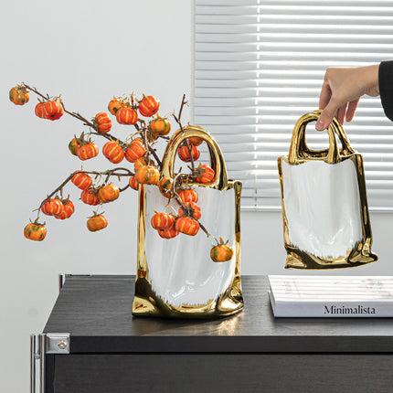 Elegant Platinum Ceramic Portable Vase Modern Home Decor