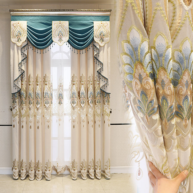 Peekaboo Studio High-End European Style Embroidered Flower Curtains