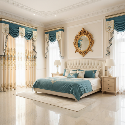 Peekaboo Studio High-End European Style Embroidered Flower Curtains