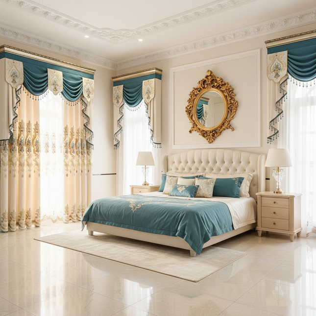 Peekaboo Studio High-End European Style Embroidered Flower Curtains