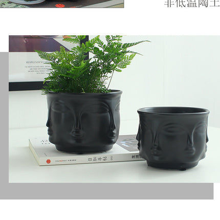 Electroplating Ceramic Vase Decorative Flower Pot With Art Face Design