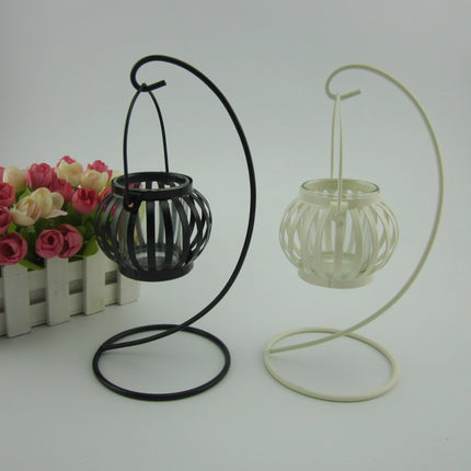 Chinese Cast Iron Garden Lantern Candle Holder Stand Glass Metal