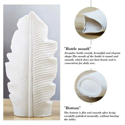 Chic Feather: Modern White Ceramic Vase for Stylish Home and Office Decor