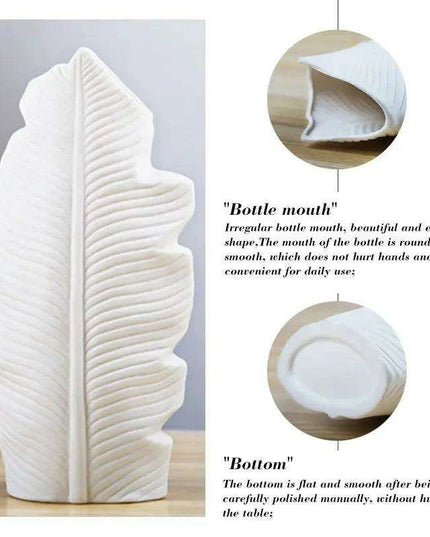 Chic Feather: Modern White Ceramic Vase for Stylish Home and Office Decor