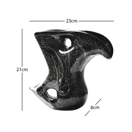 Bird Shaped Hollow Black Glass Vase Handmade Minimalist Modern Decor