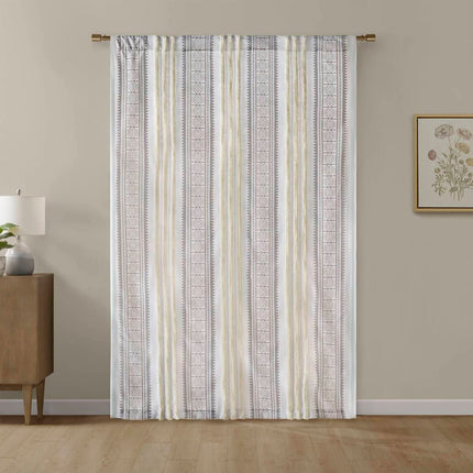 Room & Decor Tufted Stripe Printed Curtain Panel, Lined, 50x95