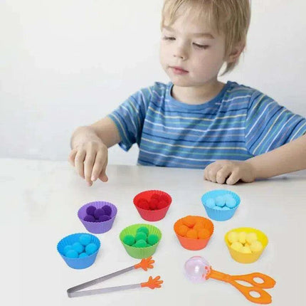 Rainbow Woodland Montessori Educational Toy - Wood & Wool Learning Board