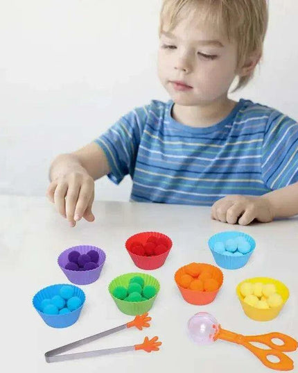 Rainbow Woodland Montessori Educational Toy - Wood & Wool Learning Board