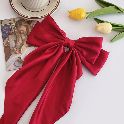 Korean Satin Ribbon Bow Hair Clip – 4 Colours