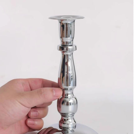 European Style Wrought Iron Candle Holder – Silver Candlestick for Home and Wedding Decor