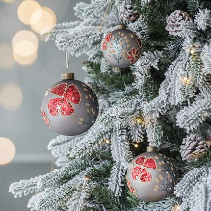 Room & Decor Set of 6 D3.9" Glass Christmas Ball Ornaments, Decorative