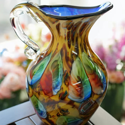 Leopard Print Glass Vase Ornament Handmade In Florence Neo Chinese Style