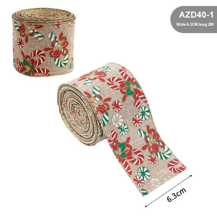 Peekaboo Studio Linen Christmas Ribbon - Rattan Garland, Festive Decor