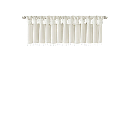 Room and Decor Lightweight Faux Silk Beaded Valance, 50x26", White