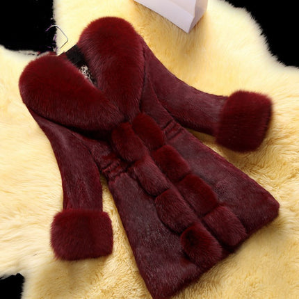 Women's Faux Fur Coat with Statement Collar and Cuffs