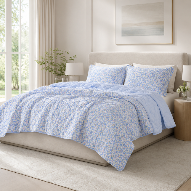 Breathable Quilted Summer Comforter Set — Cooling Skin-Friendly Quilt