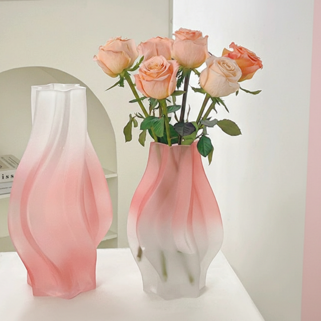 Minimalist Glass Vase For Flower Arrangement With Assorted Whirlwind Colors