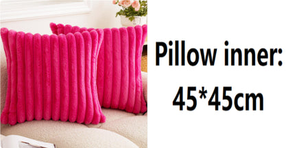 Rabbit Fur Solid Color Vertical Bar Plush Square Cushion Cover