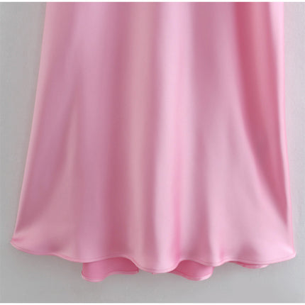 Women Camis Satin Long Dresses Elegant Sleeveless Slip Holiday Party D