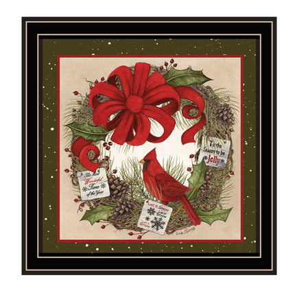 Linda Spivey Cardinal Wreath Wall Art - Black Frame, Multicolor Print