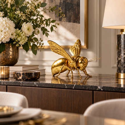 ZIZI FISH Golden Bee Metal Sculpture - Decorative Desktop Ornament Figurines simulated-small-animal-metal-ornaments-golden-bee-statue-art-sculpture-model-desktop-decoration-crafts-figurines-miniatures