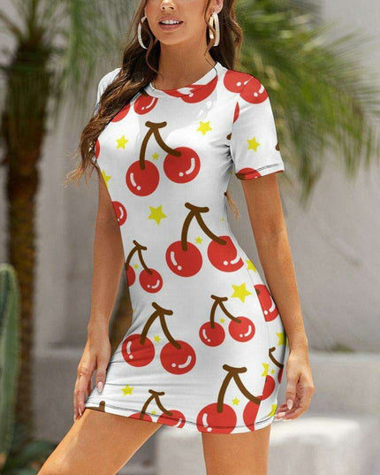 Elegant White Wrap Dress with Short Sleeves