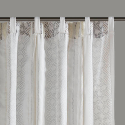 Room & Decor 2Pk Tufted Stripe Curtain Panels, 50x95", White Taupe