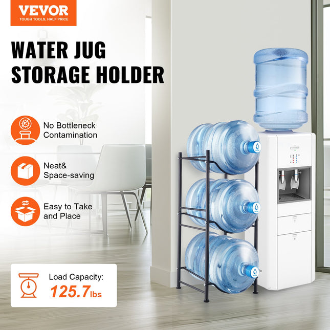VEVOR 3-Tier Water Jug Holder Rack for 3 Bottles - Durable Black Desig