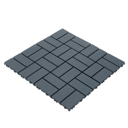 Room and Decor 44 Pack Waterproof Interlocking Deck Tiles - Dark Grey