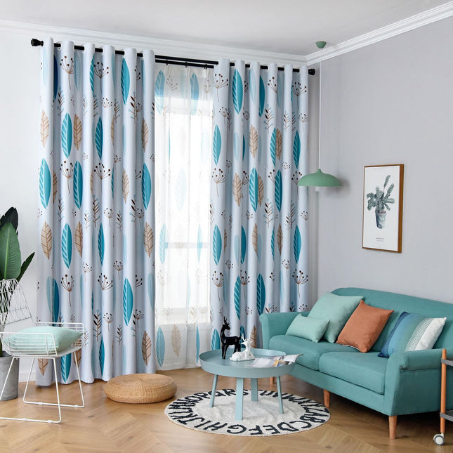 Peekaboo Studio Nordic Leaf Curtain - Modern Shading for Bedroom & Liv