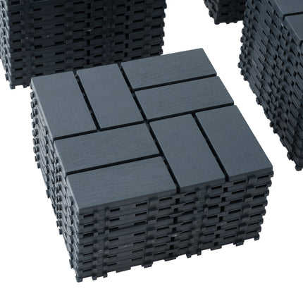 Room and Decor 44 Pack Waterproof Interlocking Deck Tiles - Dark Grey