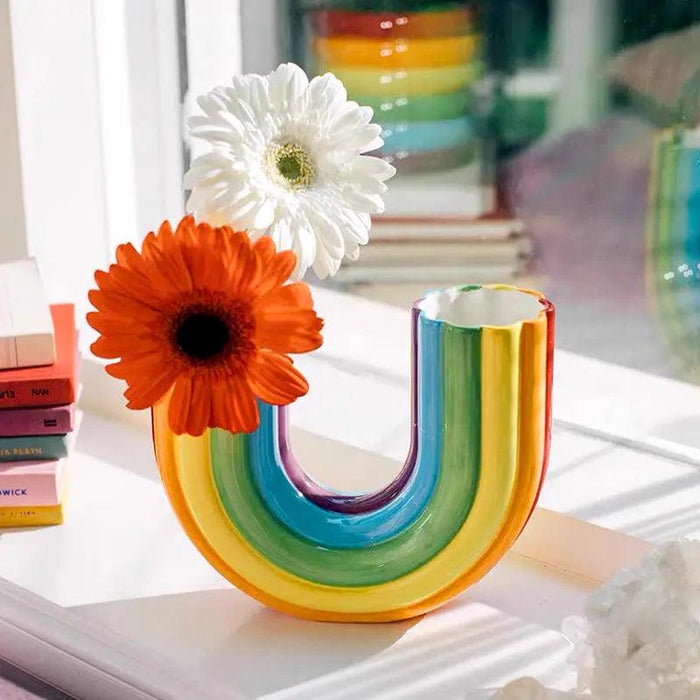 Vibrant Rainbow Vase - Burst of Color for Your Home