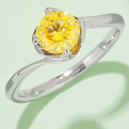 Dazzling 1 Carat Moissanite Sterling Silver Solitaire Ring Set with Certification.