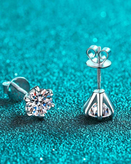 Radiant 1 Carat Rhodium-Plated Lab-Grown Diamond Stud Earrings