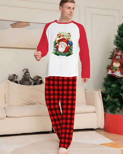 Christmas Parent-Child Clothes Set Long Sleeve T-Shirt Plaid Pants Family Matching Pajamas