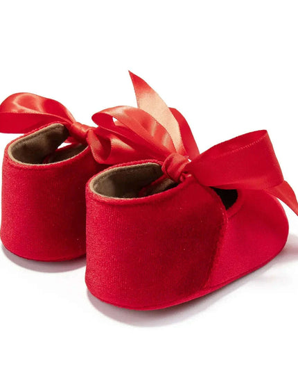 Adorable Baby Girl Crib Shoes with Butterfly Knot - Non-slip Soft Cotton Rubber First Walkers