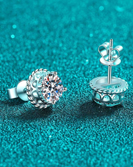 Sleek Rhodium-Plated Sterling Silver Stud Earrings with 1 Carat Lab-Grown Diamonds