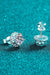 1 Carat Round Moissanite Sterling Silver Stud Earrings with Rhodium Finish