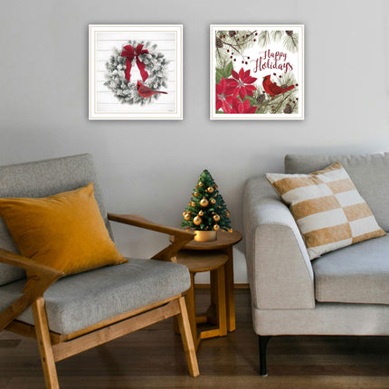 Linda Spivey 2-Piece Cardinal Wreath Wall Art - Framed, Multicolor Dec