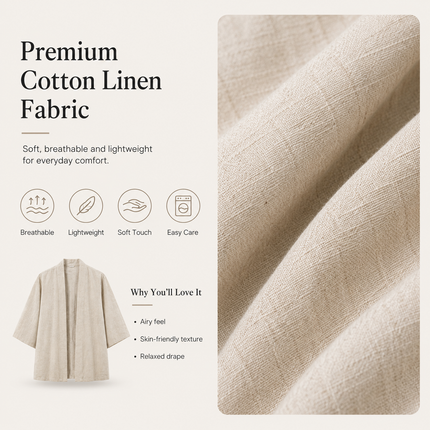 Elegant Cotton Linen Men's Yukata Kimono Robe - Chic Asian-Inspired Lounging Attire - Très Elite