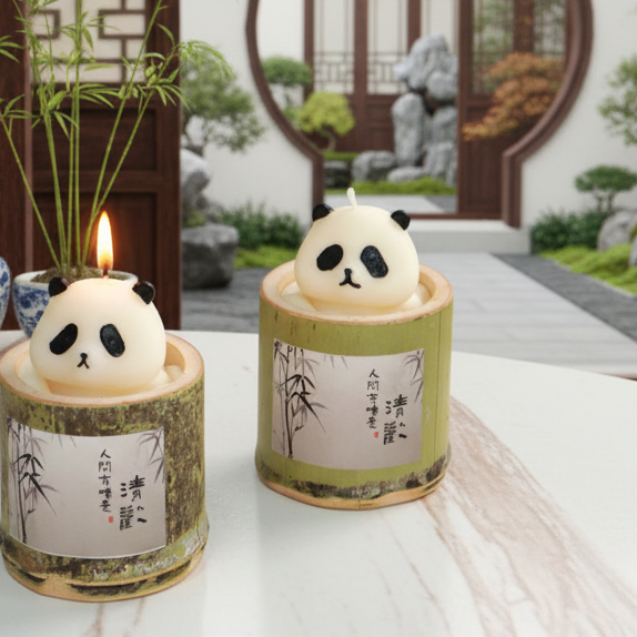 Panda Bamboo Candle Bamboo Pipe Aromatherapy