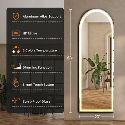 Room & Decor 63" LED Lighted Floor Mirror - 3 Color Options, Stand Inc