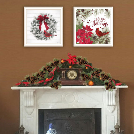 Linda Spivey 2-Piece Cardinal Wreath Wall Art - Framed, Multicolor Dec