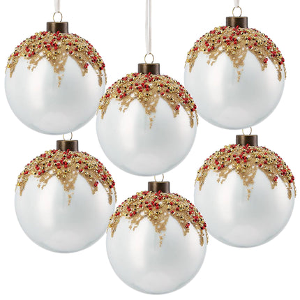 Room and Decor D3.9" Glass Christmas Ball Ornaments - Set of 6, Multi-