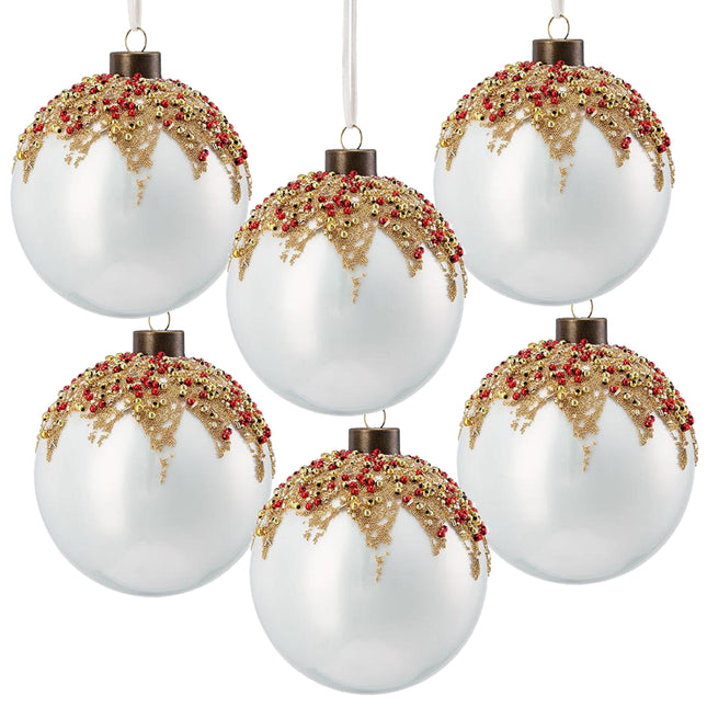 Room and Decor D3.9" Glass Christmas Ball Ornaments - Set of 6, Multi-
