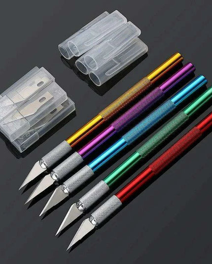 Colorful Precision Craft Knife Collection: Stylish Metal Handle Tools for Engraving and Crafting
