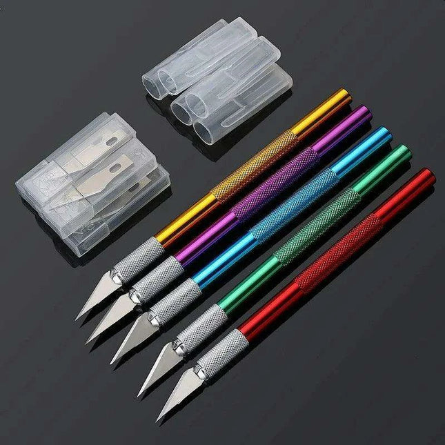 Colorful Precision Craft Knife Collection: Stylish Metal Handle Tools for Engraving and Crafting